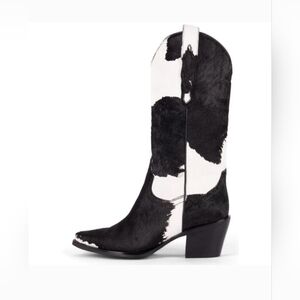 Jeffrey Campbell Women's Dagget Genuine Calf Hair Cowboy In Cow Print SZ 8